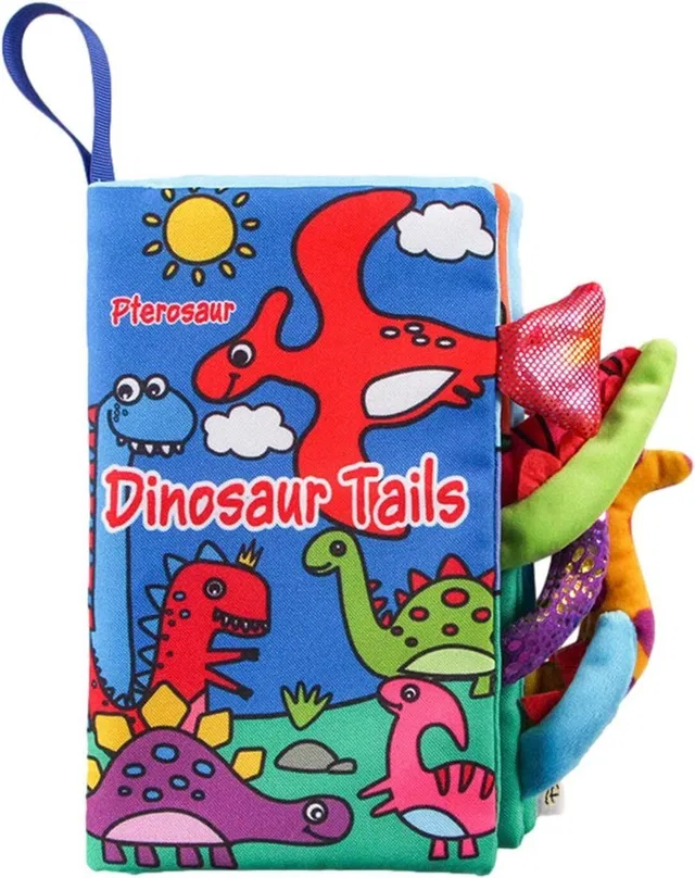 KolorFish Baby Fabric Book Learning Toy Months 0 3 6 12 Months,Sensory Soft 3D (Dinosaur) Rattle
