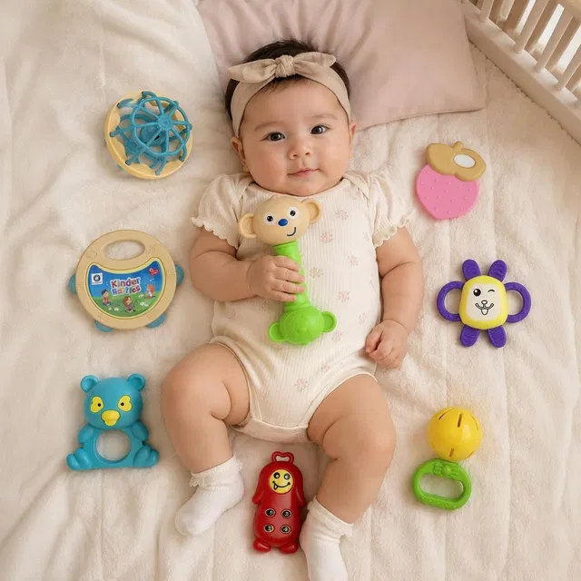 333MART Baby Toys For Newborns, 8 Pcs Spin & Shake Infant Gift, BPA Free New Born Rattle