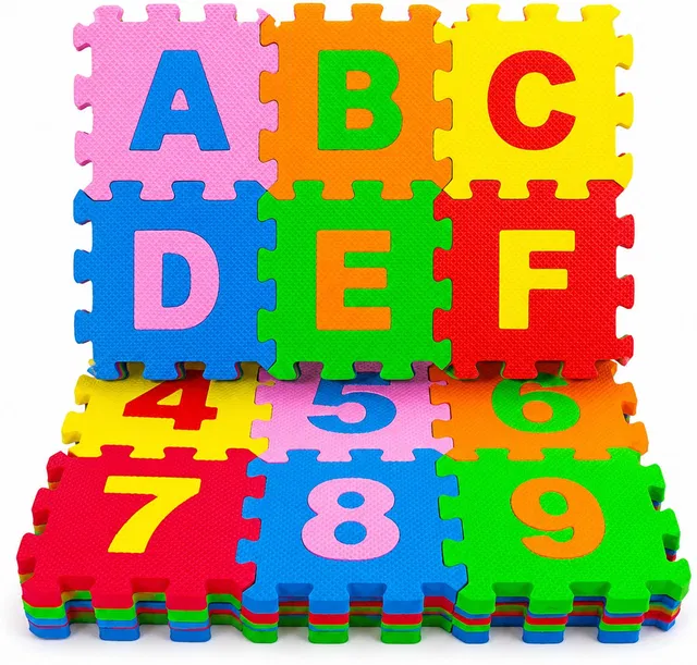 ADTOO EVA Foam Kids Alphabet Number Foam Mat Puzzle 36 Pieces Rattle