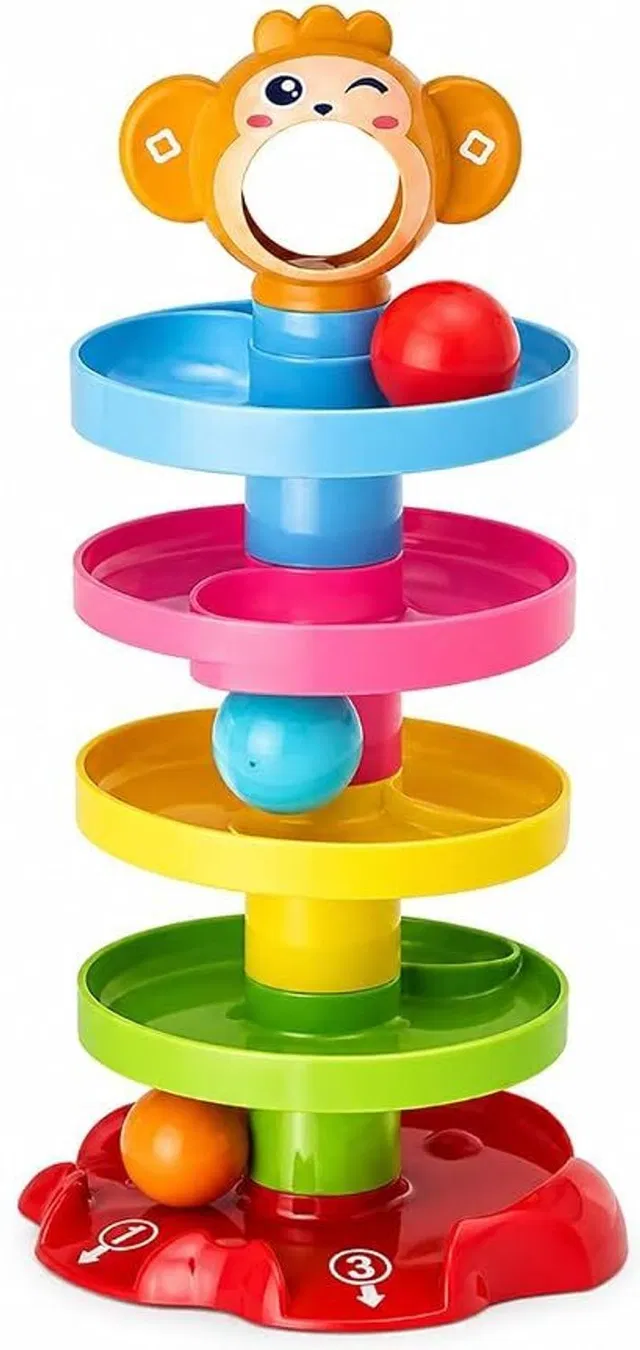 JIPSY 5 Layer Tower Run with Swirling Ramp and 3 Rattle Balls,Best for Early Education