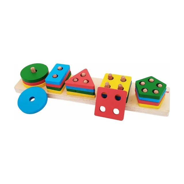 WUDLY Wooden Shape Sorting Puzzle Toy for Kids | 3D Peg Board (1–4 Years)
