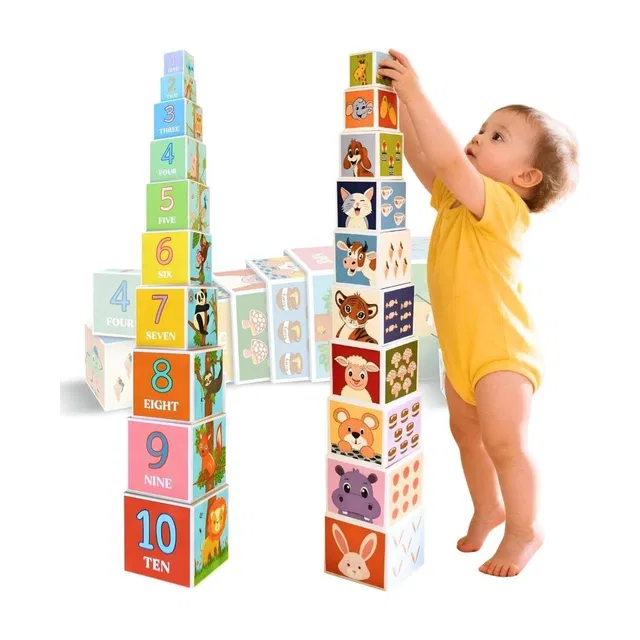 PepPlay Stacking Nesting Cubes for Toddlers 1-3 Years 10 Learning Blocks Toy