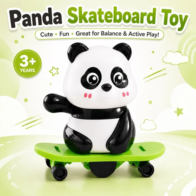 OPINA Wind-Up Panda Hula Hoop Toy for Kids, Manual Key Operated Spinning Toy_ 3+ Years Rattle