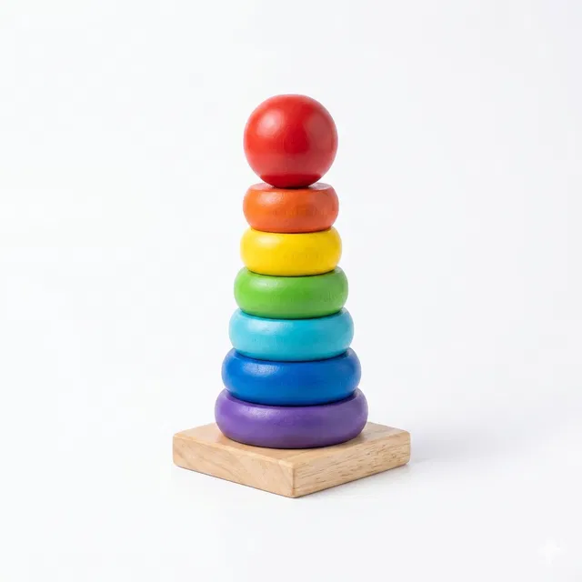 devanshikidstoy Wooden Rainbow Stacking Toy Sorting & Stacking Fun for Kids Above 12 Months