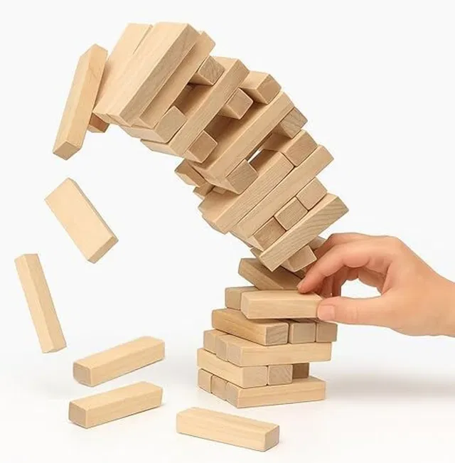 arovemic Jenga Tower Stacking Game - 54 Wooden Blocks | Family Fun