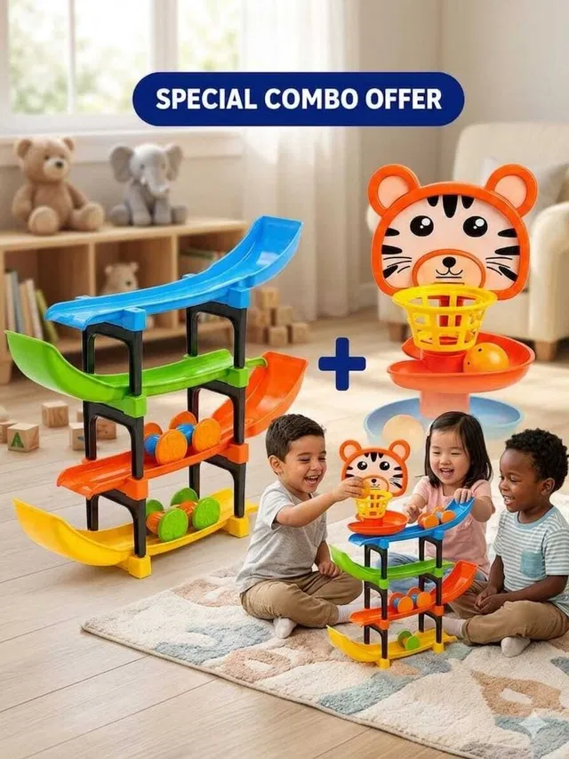 Jasmine collection Kids Indoor Play Toy | Tiger Spiral Ball Drop & Racing Track