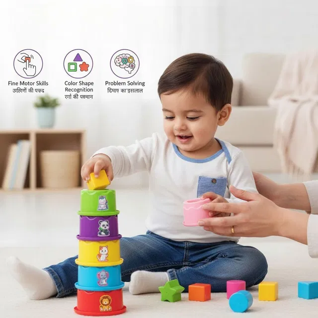 Angel Kids Stacking Cup & Shape Sorter Activity Toy for Babies Infant & Preschool Develops