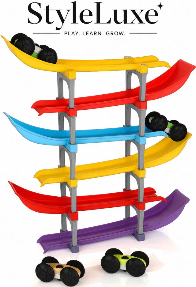 styleluxe 6 ramp with 4 car stylish racer ramp for kids multicolour