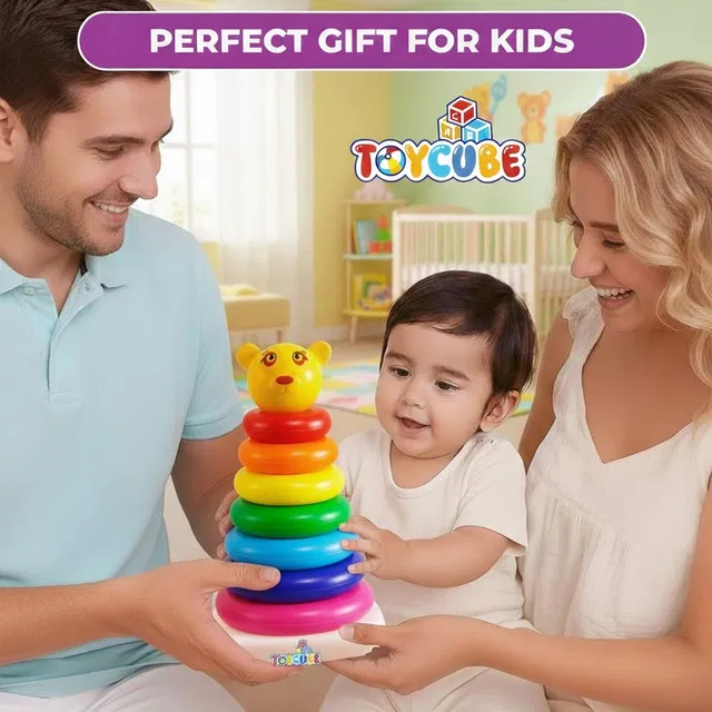 Toycube Teddy 7 Rings Stacking Toy | Jumbo Ring Stacker Educational Toy