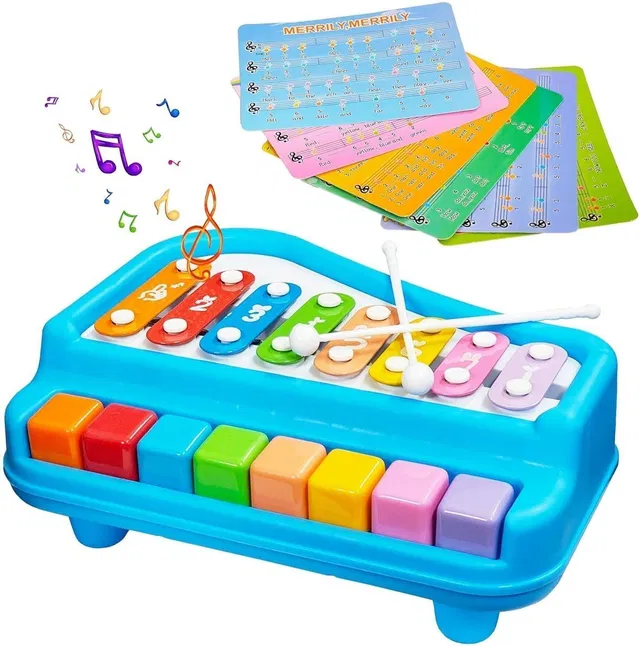 LASTICTOY 2 in 1 Baby Xylophone Piano Musical Toy for Kids | 8 Keys Learning Toy