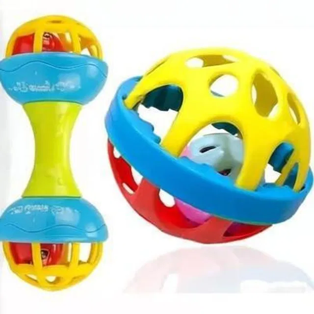 shreenik Premium quality Colorful Soft Ball and Dumbbell Combo Rattle Toy for Baby Rattle