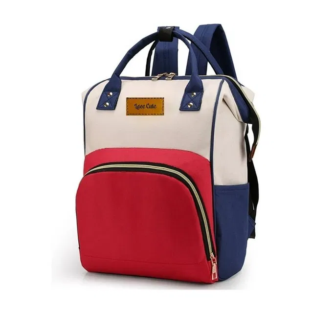 Laee cute Diaper Bag for Mothers for Travel with Changing Mat red to crem and blue baby diaper bag