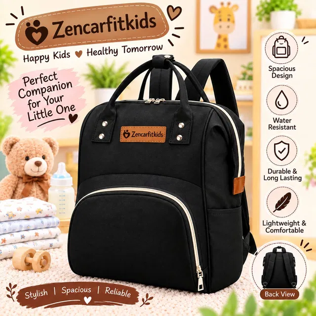 Zencarfit kids Diaper Bag Backpack for Moms | Waterproof Baby Travel plain diaper bag