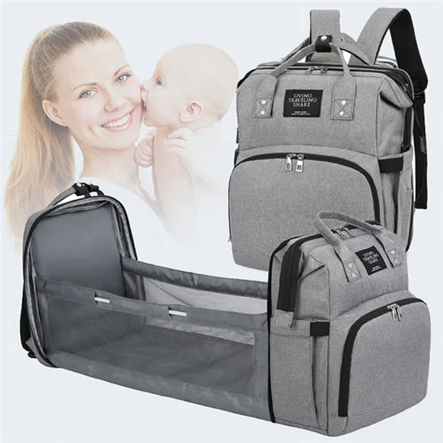 IndiRocks Diaper Bag/Backpack Foldable Large Capacity, Waterproof-Black Diaper Bag