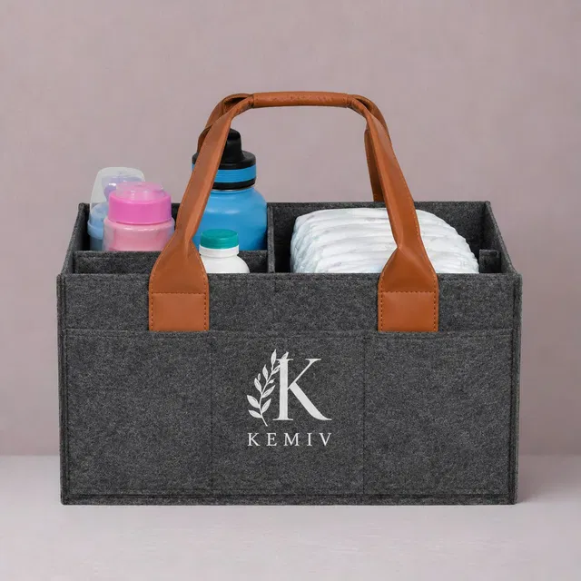 Kemiv Diaper Bag With Leather Handle For Mothers With Multiple Pockets diaperbag