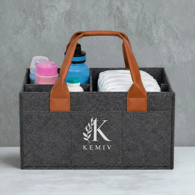 Kemiv Diaper Bag With Leather Handle For Mothers With Multiple Pockets diaper bag