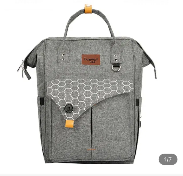 Chinmay Kids Large Capacity Mother Bag Diaper Backpack with Insulated Bottle Storage Bag Grey Diaper Bag