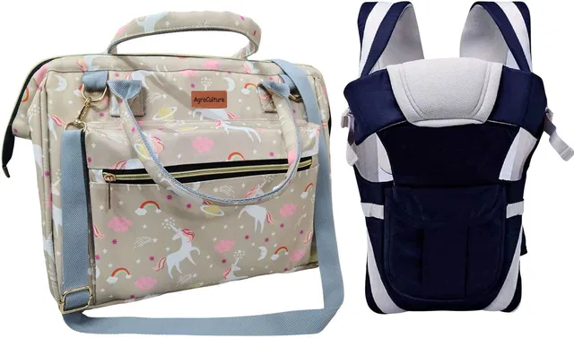 AgroCulture Premium Baby Diaper Handbag with insulated pockets + baby carrier Diaper Sling bag Newborn Diaper Organiser Bag