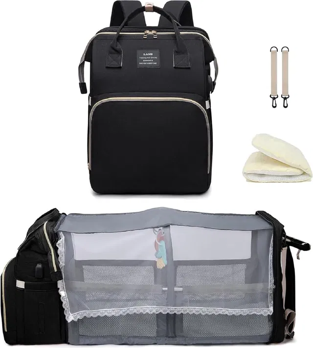 IndiRocks Diaper Bag Backpack with Changing Station, Foldable Baby Diaper Bags Diaper Bag