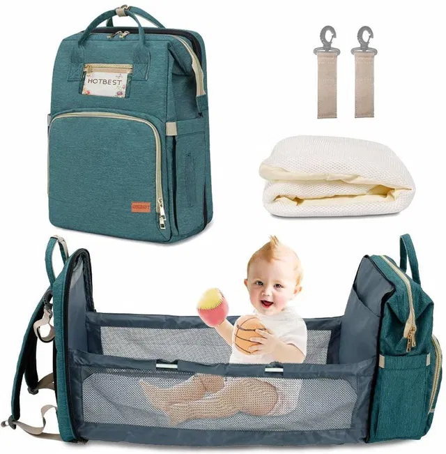 HomeCloud Bag/Portable Baby Bed/Mommy Bag/with Bassinet Changing Station Backpack, Travel Foldable 900D Waterproof, Washable Crib, Infant Sleeper Nest for Girls and Boys (Blue) Baby Diaper Bag