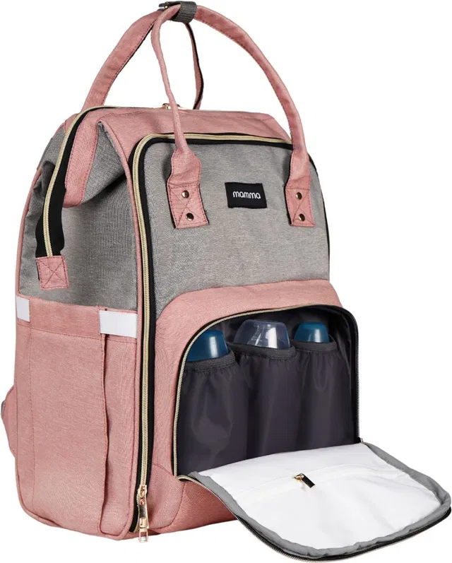 MAMMA Dual Partition Diaper Bag for Mothers for Travel 16 Pocket Unisex Diaper Bag with 9 Month Warranty