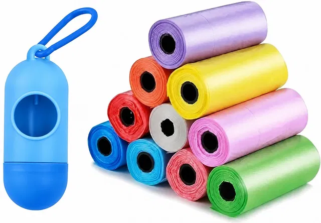 VAXILLO 8 rolls x 15 Garbage Bags With Dispenser for Home,Car,Diaper | Disposable Bags with Dispenser