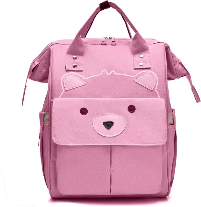 Bembika Diaper Bags for Mom and Dad, Multi-Function Waterproof and Large, Bear Pink Backpack