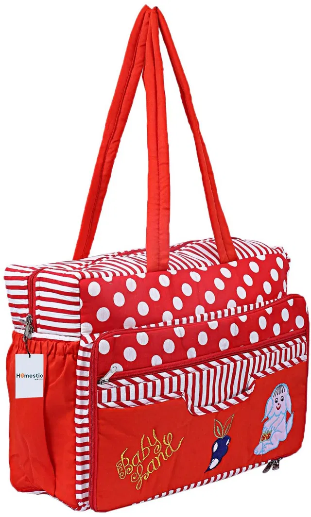 HOMESTIC by Kuber Industries Cotton Multiuses Dot Print Mothers Bag For Traveling & Storing (Red) Mothers Bag