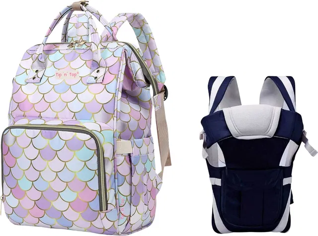 Tip 'n' Top Premium Baby Diaper Bag for Mother + Blue Baby Carrier Diaper Bag