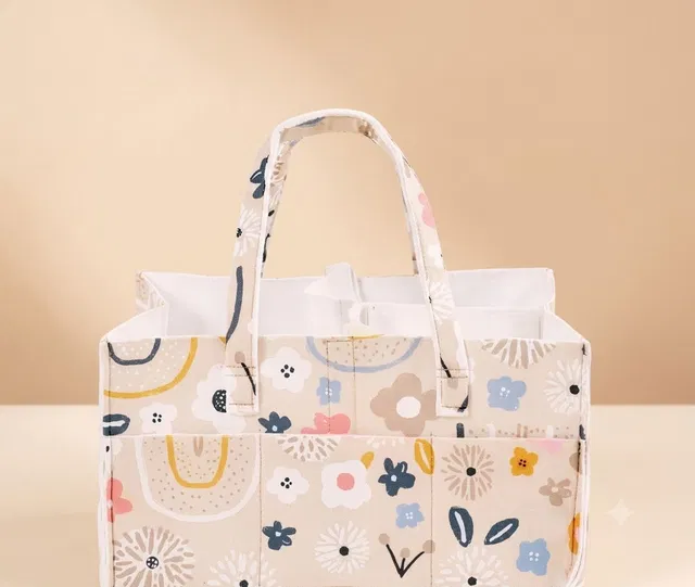 Kemiv Flower Pattern Baby Nappy Caddy with Removable Dividers DIAPER BAG