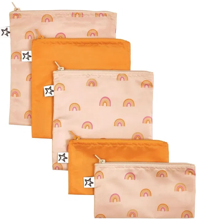 Tiny Twinkle Snack Bags,PVC, BPAFree Reusable Baby and Toddler Food Safe Bags (Pack of 5) Baby Food Safe Snack Bags