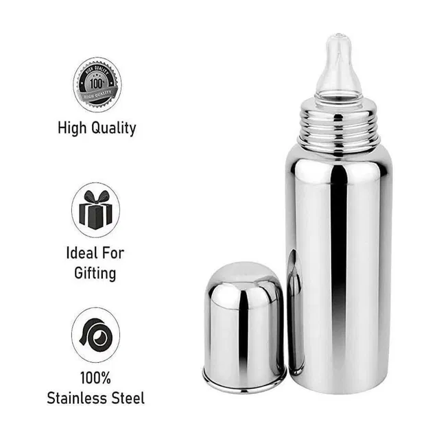 Mumma Stainless Steel New Born Baby Feeding Bottle 250ml for Milk / Water Feeding - 250 ml