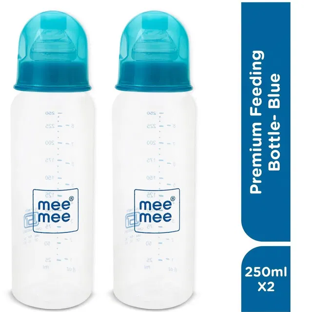 MeeMee Eazy Flo Premium Baby Feeding Bottle (Blue, 250 ml) Pack of 2 - 500 ml
