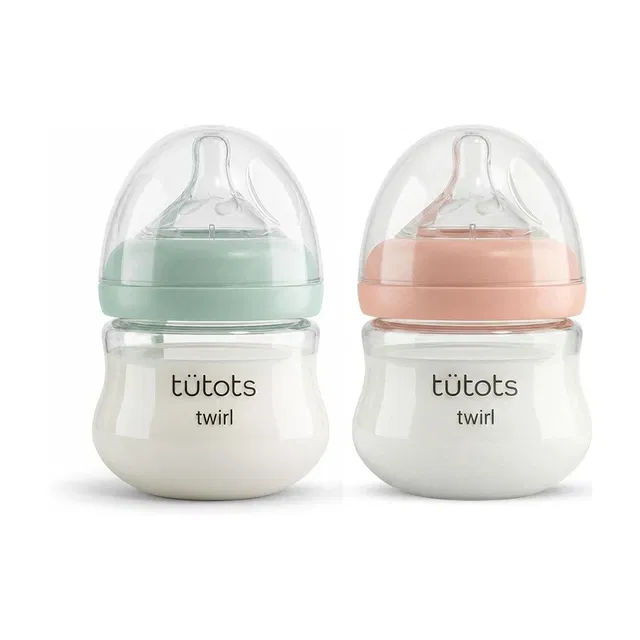 tutots Twirl Anti-Colic Wide Neck BPA Free Baby Feeding Bottle Turbo Vent Nipple Pack - 125 ml