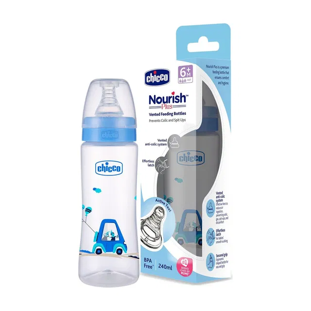 Chicco Nourish Plus Feeding Bottle 240ml Fast Flow 6M+ - 240 ml