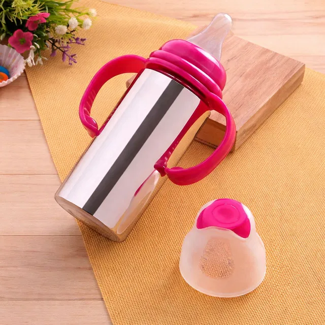 RB Point Leakproof Trainer Handle Steel Baby Bottle with Handles Anti-Colic BPA Free - 250 ml
