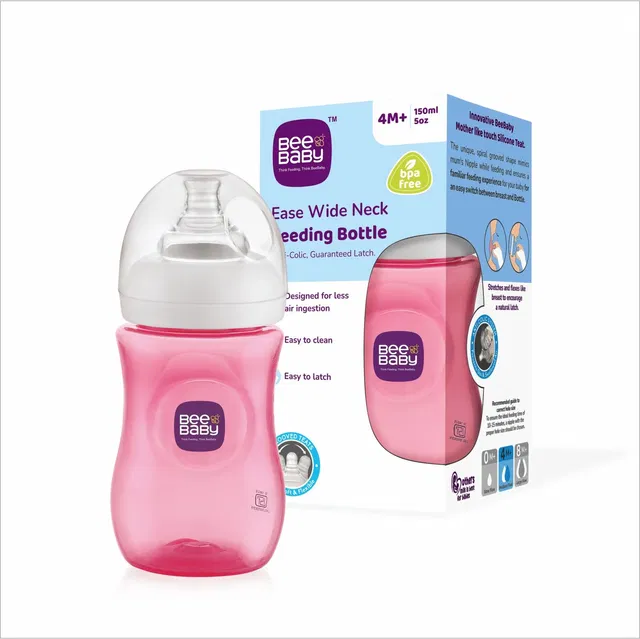 Beebaby Ease Wide Neck Anti Colic Baby Milk Colour Feeding Bottle for Infants. - 300 ml