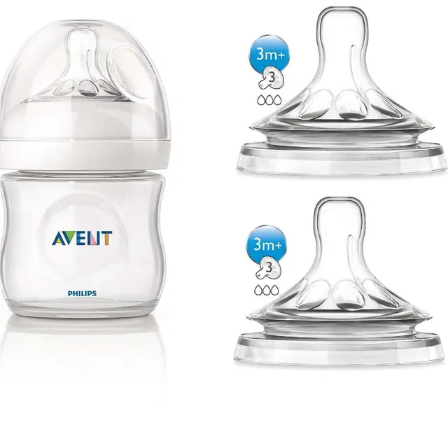 Philips Avent Natural baby bottle 125ml With 3 Holes Teats Medium Flow Nipple Combo Pack - 125 ml