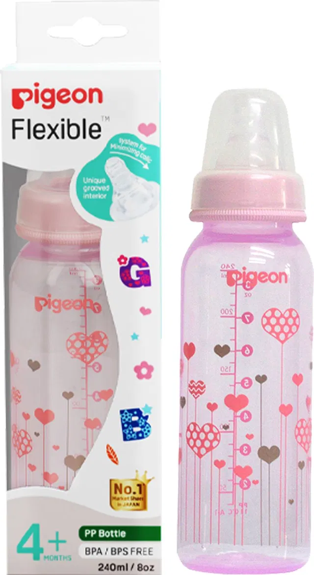 Pigeon PERISTALTIC CLEAR NURSING BOTTLE RPP 240ML(PINK) ABSTRACT - 240 ml