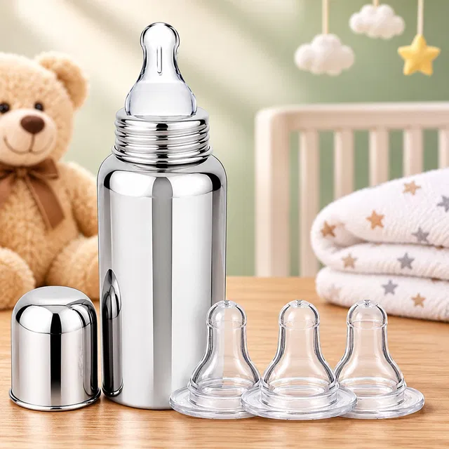 RB Point Feeding Bottle for Kids/New Born With 3 Extra niples - 250 ml