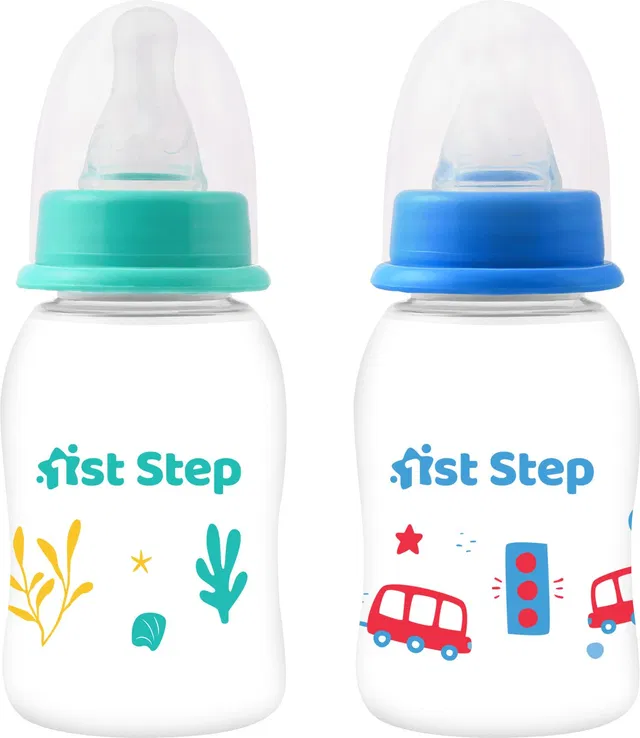 1st Step BPA Free Baby Feeding Bottle with Anti-Colic Nipple for Infants (Pack of 2) - 125 ml