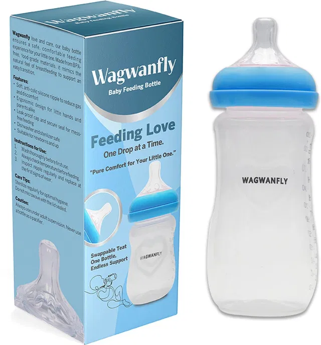 Wagwanfly Comfort Anti-Colic Wide Neck BPA Free Baby Milk Bottles And Feeding BottlesLP - 330 ml