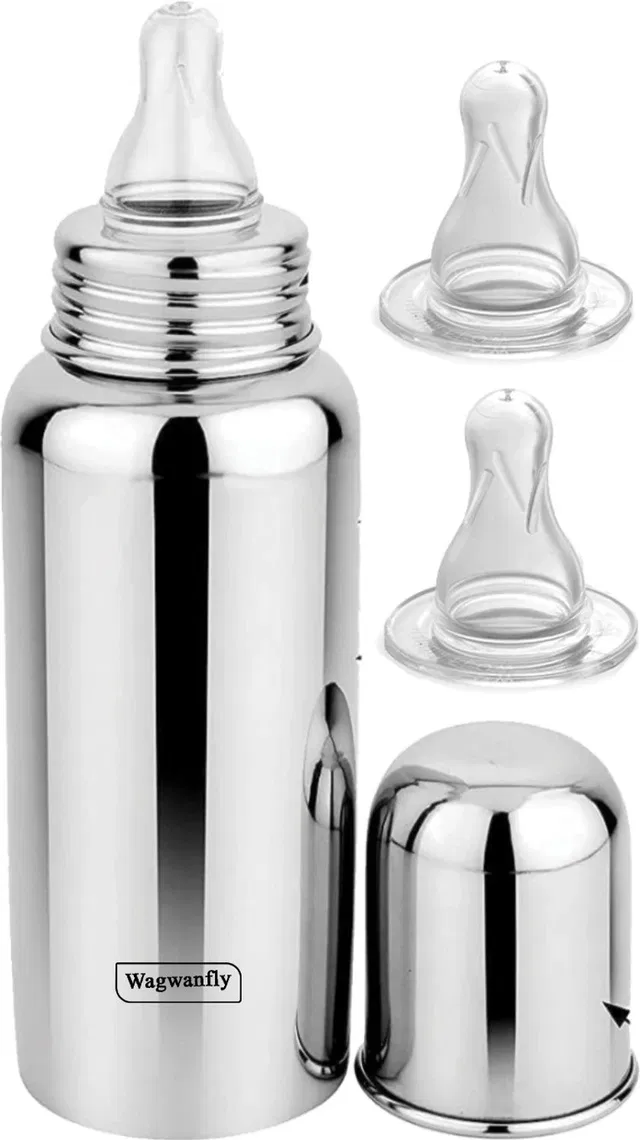 Wagwanfly Premium Steel Bottle for Milk Feeding Bottle BPA Free for Babies NewbornsLP - 240 ml
