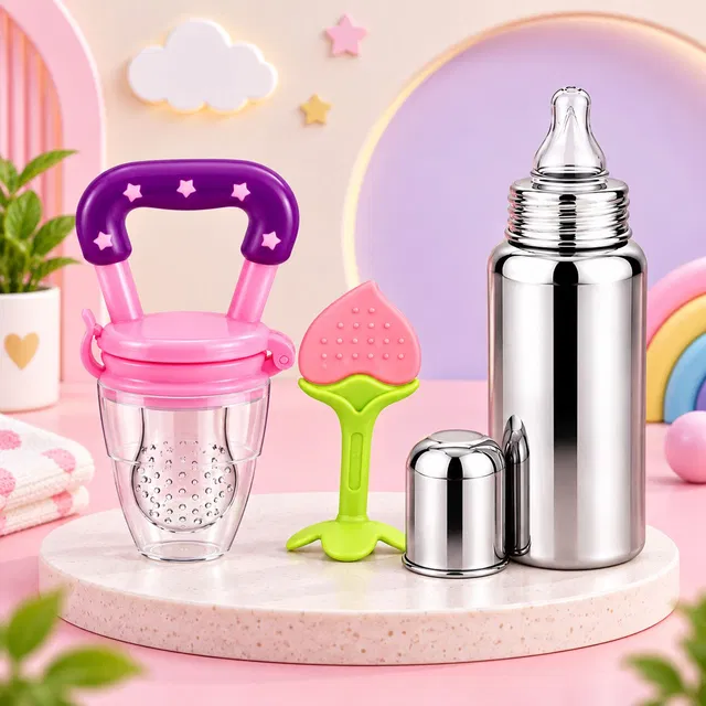 YOS TRENDZ Food Grade Steel Bottle 304 Grade Steel with Baby fruit feeder & teether - 250 ml