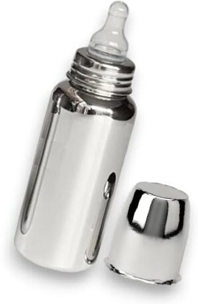 AEREX Steel Feeding Bottle for Milk and Baby Drinks Zero Percent Plastic No Leakage - 180 ml