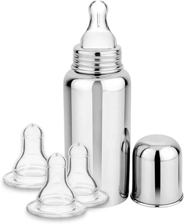 RB Point COMBO PACK BOTTLE+ 3 NIPLES Stainless Steel Baby Feeding Bottle for Kids - 250 ml