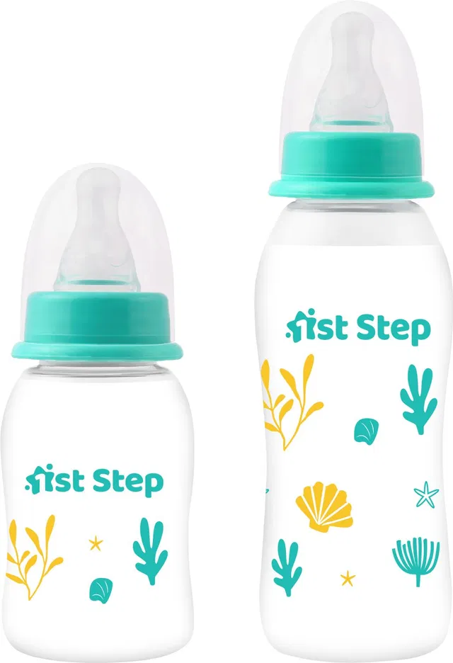 1st Step 125 ml & 250 ml BPA Free Baby Feeding Bottle with Anti-Colic Nipple (Pack of 2) - 375 ml