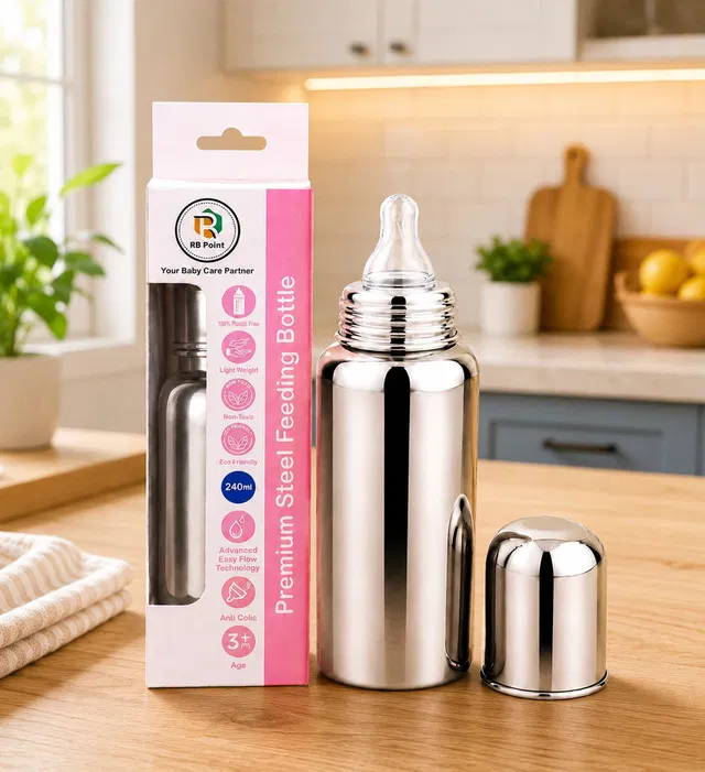 RB Point Stainless Steel Infant Feeding Bottle - 240 ml