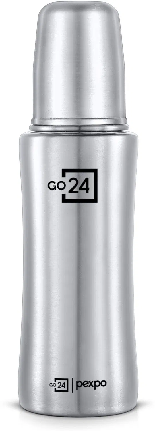 Go24 Joy Stainless Steel Baby Feeding Bottle BPA Free Anti Colic Slim Neck - 250 ml