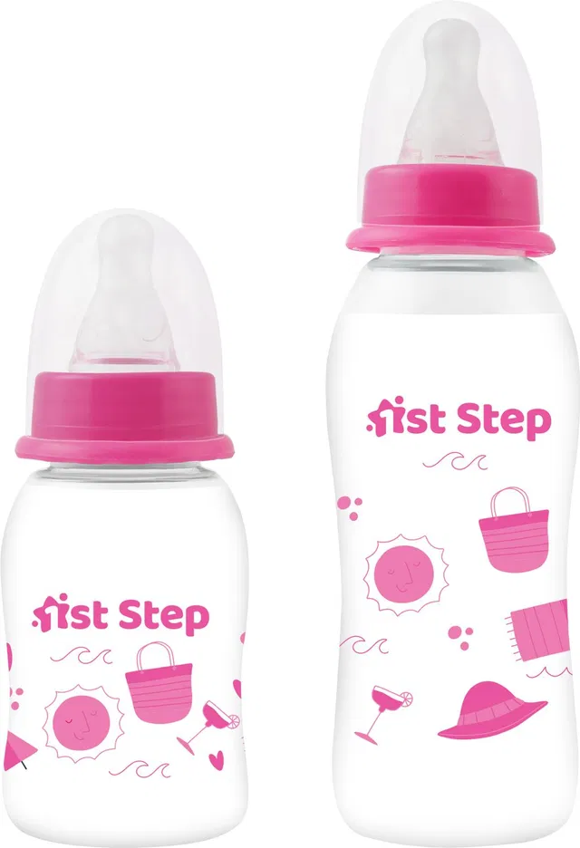 1st Step 125 ml & 250 ml BPA Free Baby Feeding Bottle with Anti-Colic Nipple (Pack of 2) - 375 ml